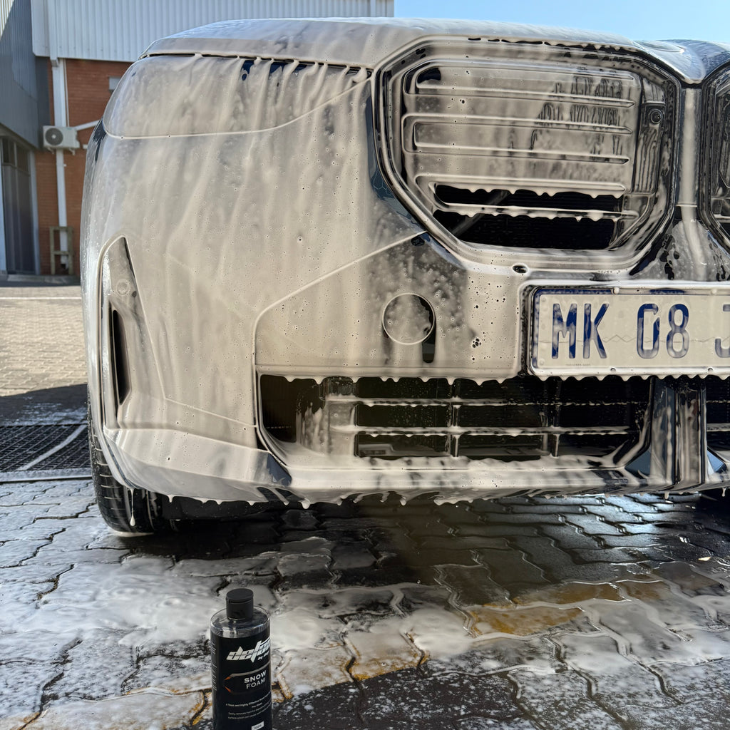 BMW covered in thick snow foam from detail by dmp
