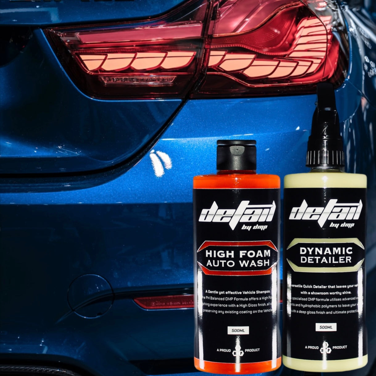HIGH FOAM WASH AND WAX AND CERAMIC DYNAMIC DETAILER BOTTLE, FRONT, BMW M4