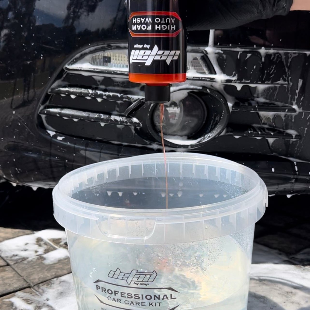 High Foam Wash and Wax, being used in bucket for car wash