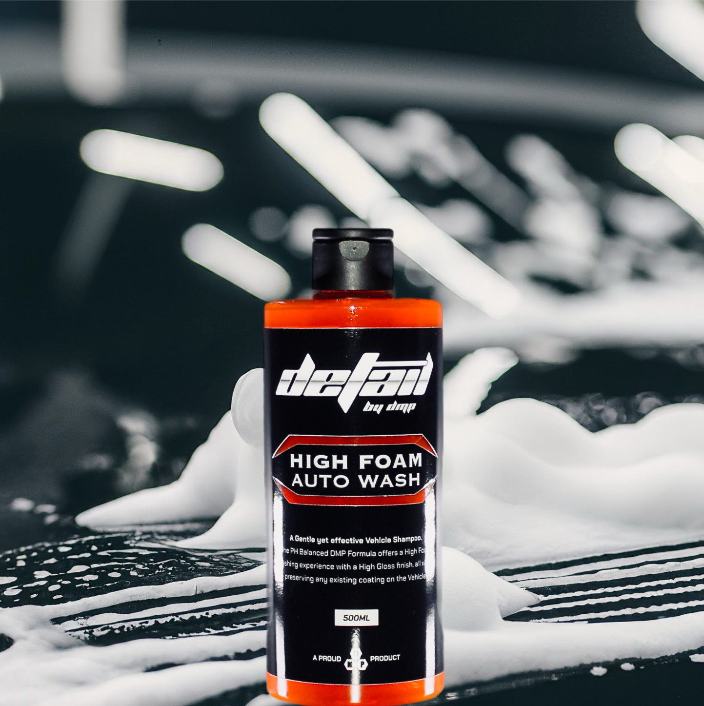 High Foam Car Shampoo 500ml, front bottle detail by dmp