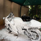 bike covered in thick foam from detail by dmp high foam auto wash